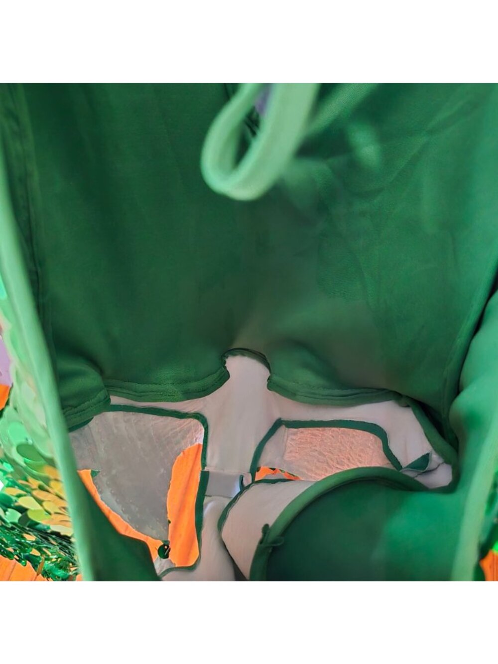 Tipsy Elves Green Sequin Ivy Costume Medium Lace Up Leaf Romper Fairy - Picture 11 of 14